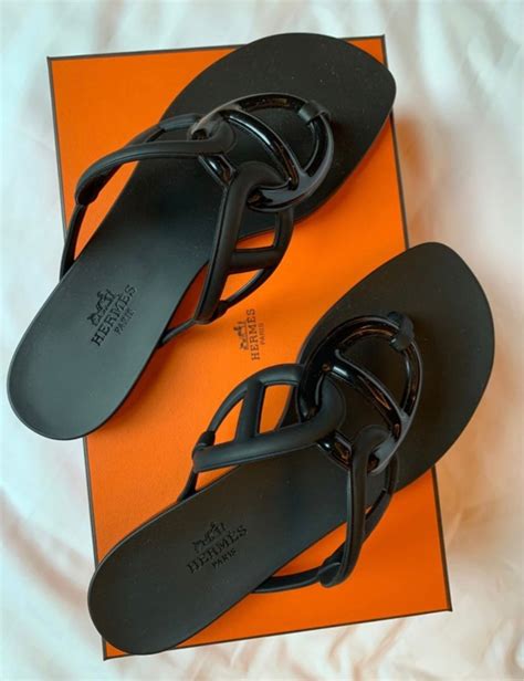 hermes jelly sandals black|Hermes jelly flat sandals.